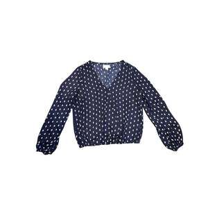 Vixbe Elastic Waist Faux Wrap Blouse SZ M Preppy Career Office Casual Chic